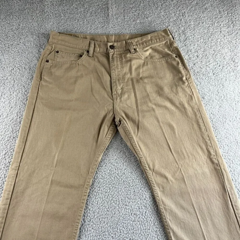 NEW Levis 505 Jeans Mens 36x29 Beige Straight Leg Regular Fit Denim Grunge Chore